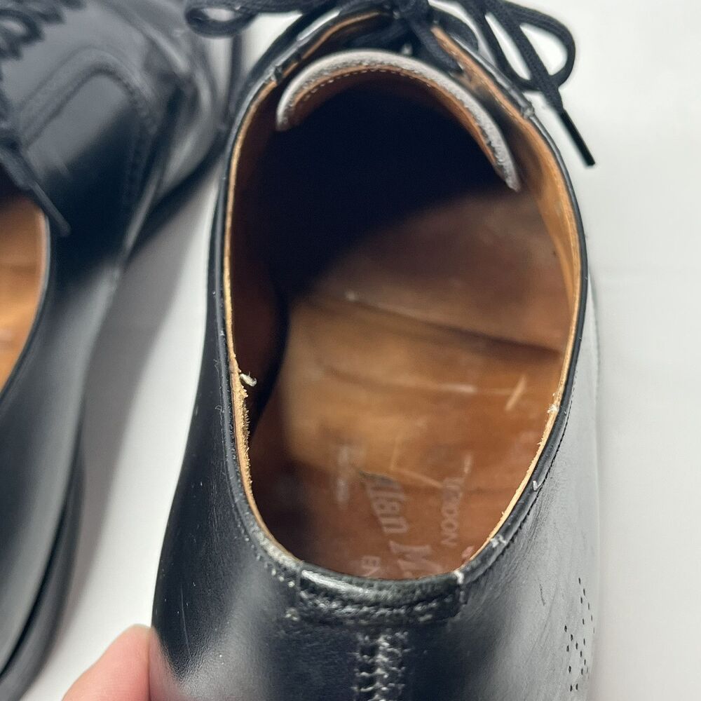 Alan Mcafee Black Leather Oxfords Wingtip Dress Shoes Mens Size UK 9.5E US 10.5E - Picture 9 of 15